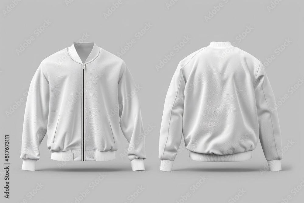 A white jacket displayed on a mannequin dummy. Suitable for fashion design concepts A white jacket displayed on a mannequin dummy. Suitable for fashion design concepts