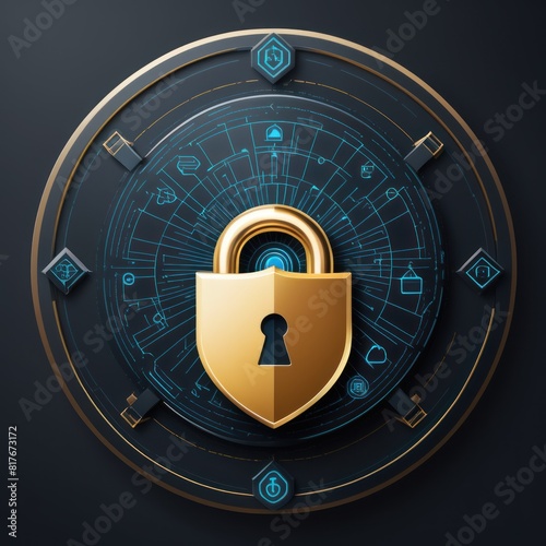 digital illustration padlock, symbolizing security. cyber security design illustration