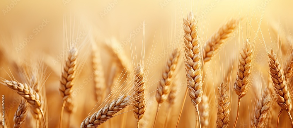A close up image of ripe wheat ears with empty space for adding text. Creative banner. Copyspace image A close up image of ripe wheat ears with empty space for adding text. Creative banner. Copyspace image