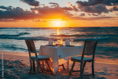 Beach dinner at sunset © VolumeThings