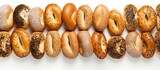 A white background showcasing a multitude of bagels with an abundant copy space image