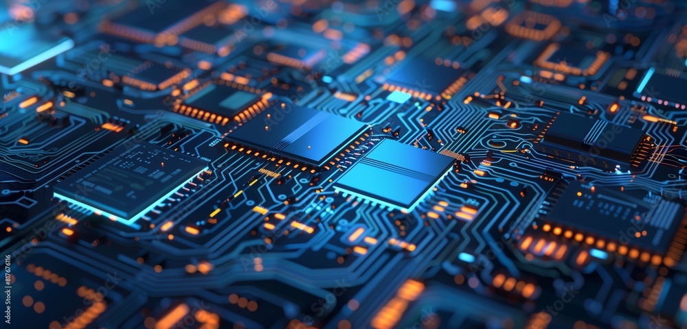 Abstract background, blue circuit board as abstract technology background, Abstract background, blue circuit board as abstract technology background,