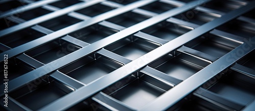 Background with structured steel lattice tray featuring ample copy space image photo