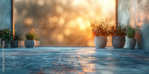 Dreamy sunlight streaming through a window onto an empty room with a textured wall