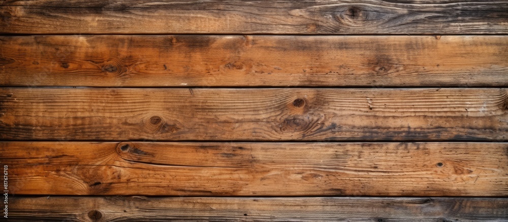 An aged wooden tabletop with a wood texture of weathered boards providing ample copy space for various purposes