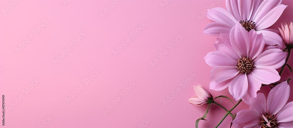 A pink background showcasing flowers with room for additional content A pink background showcasing flowers with room for additional content