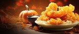 Copy space image of pumpkin tempura