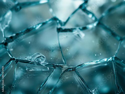 Picture of broken glass scattered glass fragments Broken glass windows indicate the danger of broken glass.