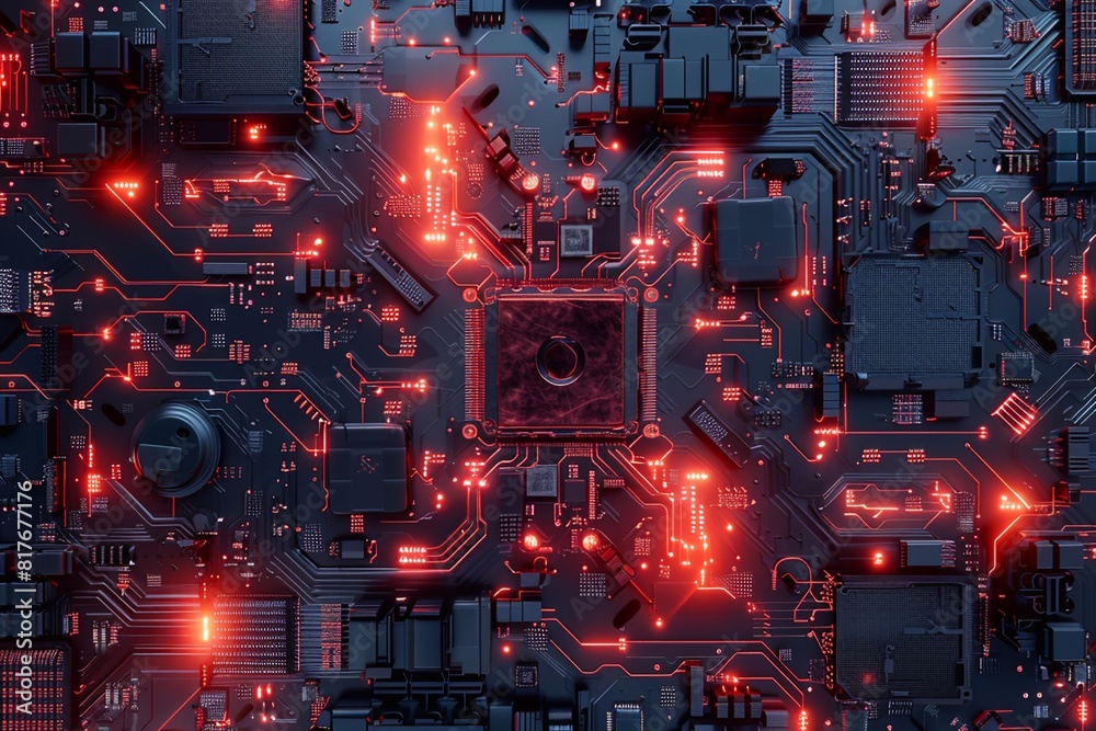 3D rendering of abstract computer circuit motherboard, for educational purposes, digital wallpapers, or tech project. 3D rendering of abstract computer circuit motherboard, for educational purposes, digital wallpapers, or tech project.