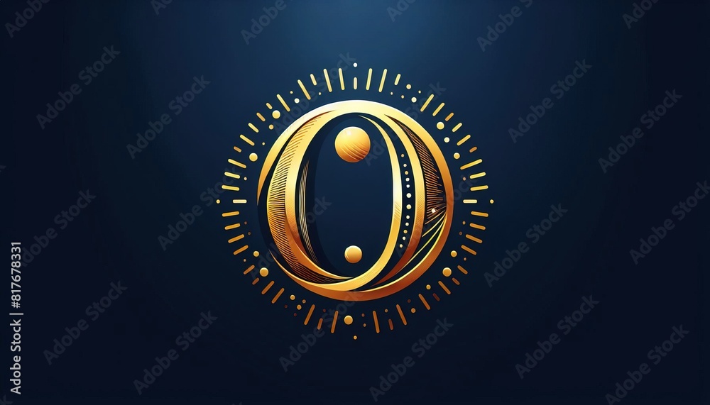 Naklejka premium O golden creative concept Premium Vector, with dark blue background