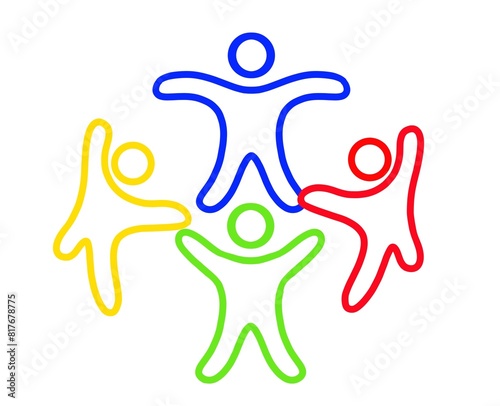peple in circle, unity diversity  support. Group of arms illustration teamwork