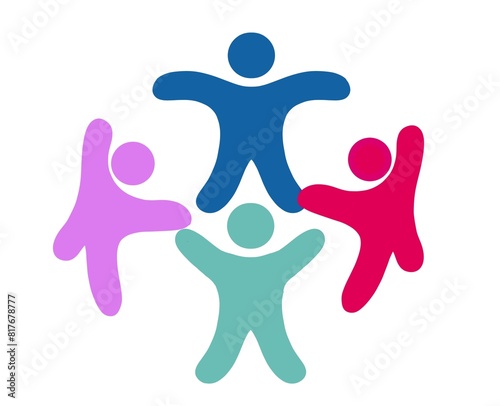 peple in circle, unity diversity  support. Group of arms illustration teamwork