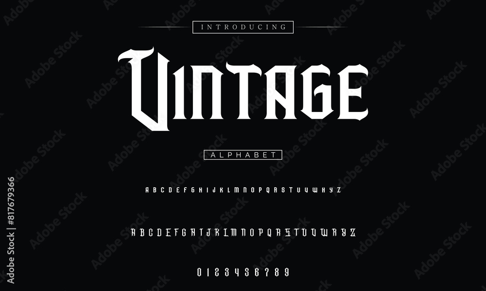 Vintage tattoo font. Font for the tattoo studio logos, alcohol branding, and many others in retro style.