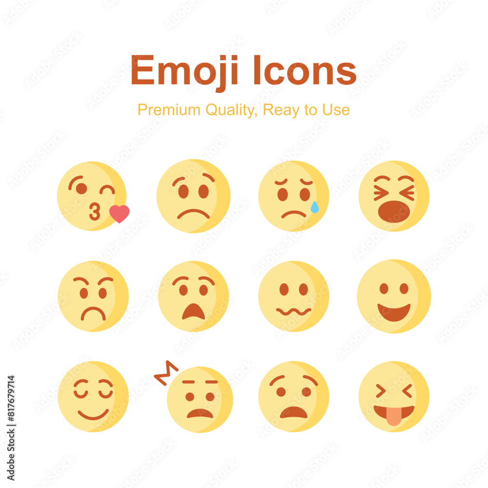 Cute emoji icons, emoticon vectors, isolated on white background Cute emoji icons, emoticon vectors, isolated on white background