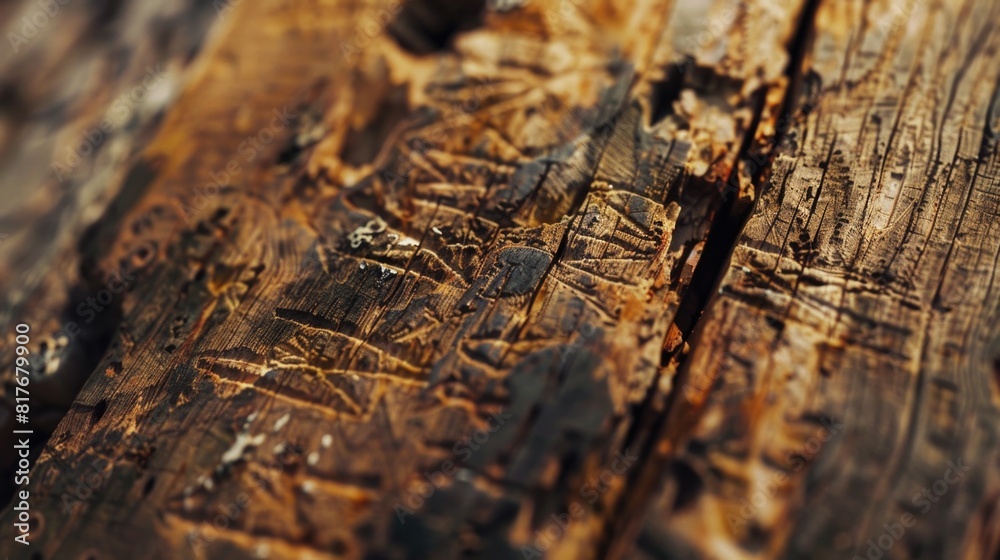 Detailed view of a piece of wood, suitable for backgrounds or textures