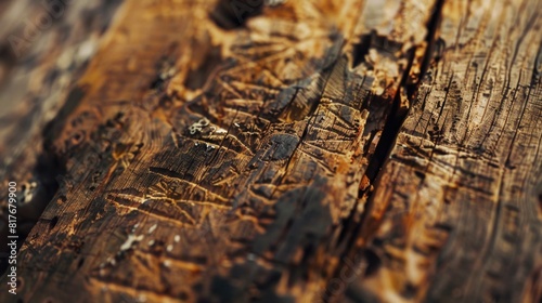 Detailed view of a piece of wood, suitable for backgrounds or textures