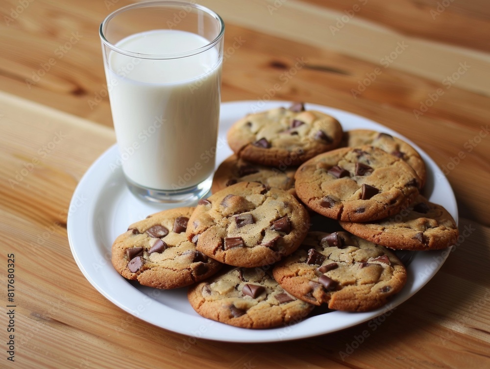 Delicious Plate of Cookies with Milk Delicious Plate of Cookies with Milk