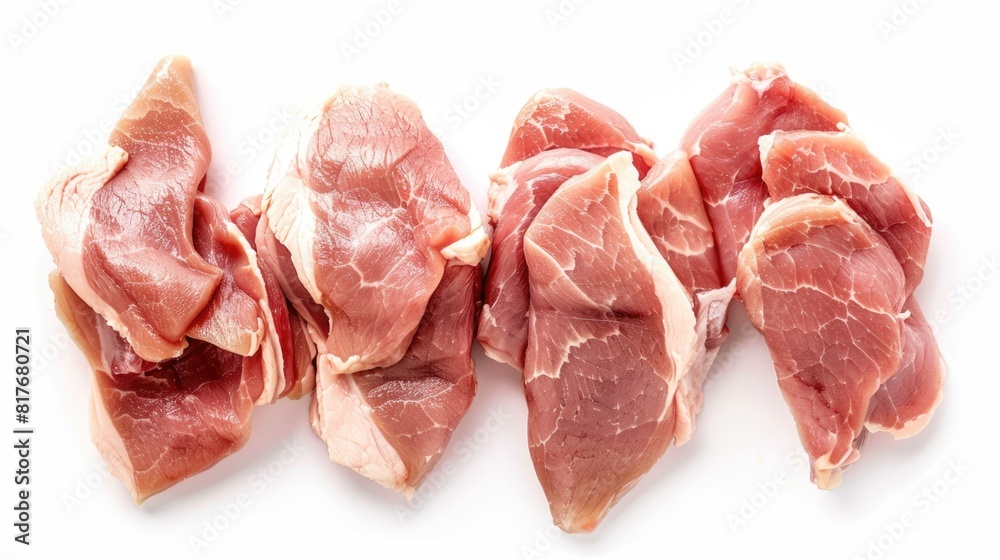 Raw pork cuts arranged on white background. Raw pork cuts arranged on white background.