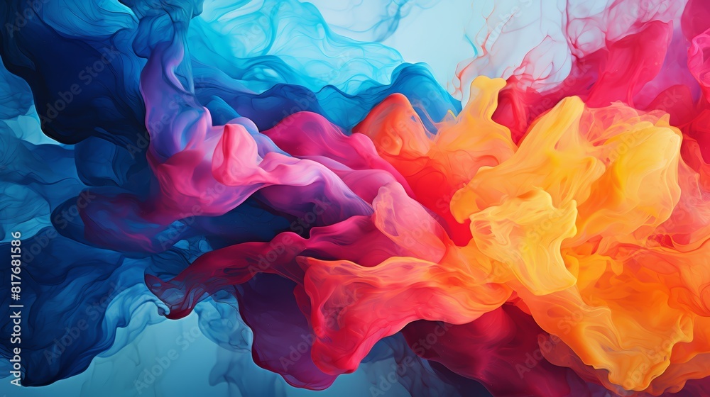 Obraz premium The image is an abstract painting with vibrant colors