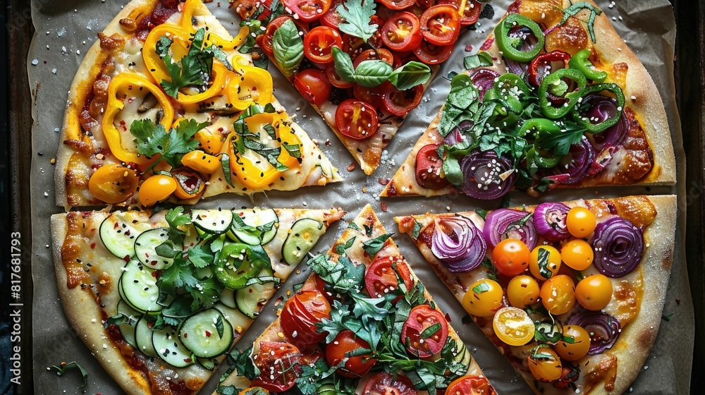 Vibrant Vegan Pizza Showcase Highlighting a Flavorful Array of Vegetable Toppings and Dairy Free Cheese Options