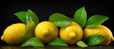 A copy space image of vibrant lemons contrasted against a dark backdrop