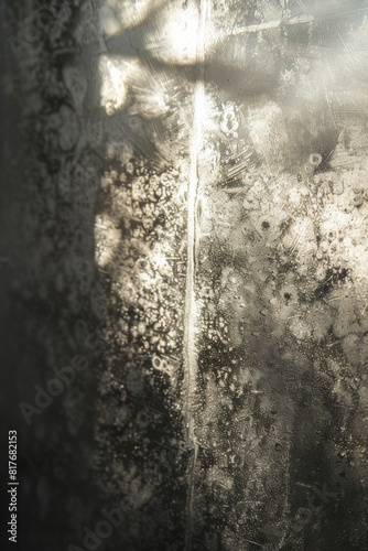 Light shining through frosted glass  creating a textured pattern of shadows and highlights 