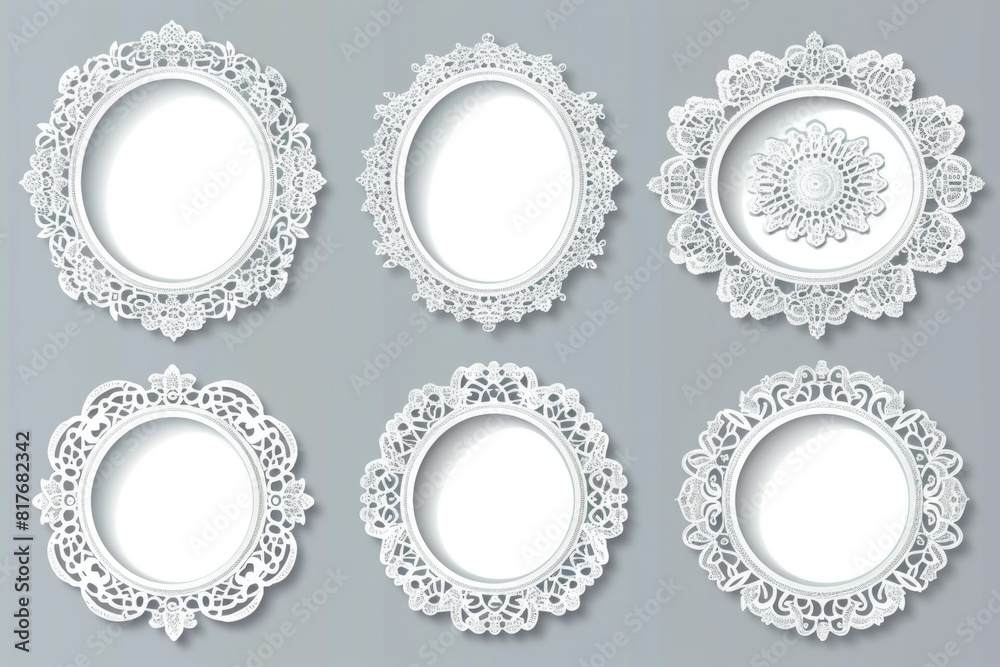 Set of paper cut frames with flowers and leaves, perfect for scrapbooking or card making Set of paper cut frames with flowers and leaves, perfect for scrapbooking or card making