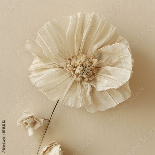 simple flower made of soft RAFFIA isolated on plain background