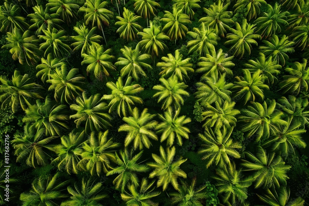 Bird s eye view of palm plantation in East Asia Bird s eye view of palm plantation in East Asia
