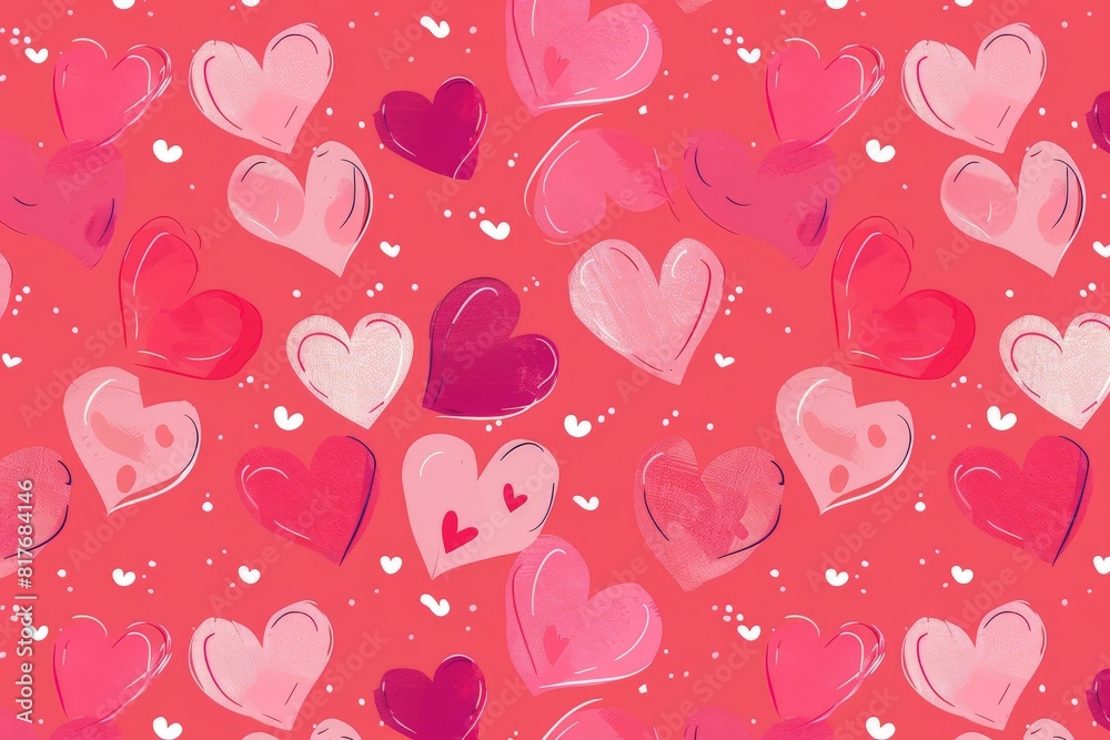 Abstract seamless geometric pattern with hearts in pink colors. Cute background - Valentines day design. Beautiful simple AI generated image in 4K, unique. Abstract seamless geometric pattern with hearts in pink colors. Cute background - Valentines day design. Beautiful simple AI generated image in 4K, unique.