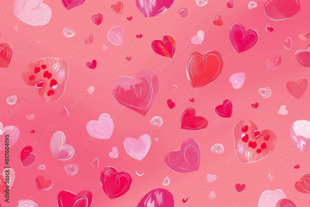 Abstract seamless geometric pattern with hearts in pink colors. Cute background - Valentines day design. Beautiful simple AI generated image in 4K, unique. Abstract seamless geometric pattern with hearts in pink colors. Cute background - Valentines day design. Beautiful simple AI generated image in 4K, unique.