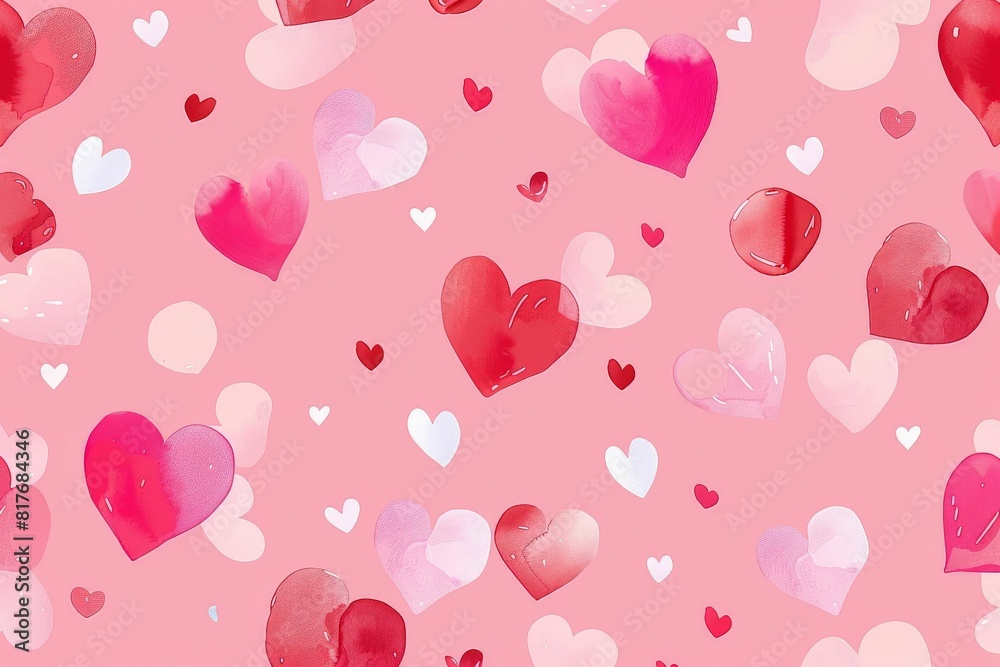 Abstract seamless geometric pattern with hearts in pink colors. Cute background - Valentines day design. Beautiful simple AI generated image in 4K, unique. Abstract seamless geometric pattern with hearts in pink colors. Cute background - Valentines day design. Beautiful simple AI generated image in 4K, unique.