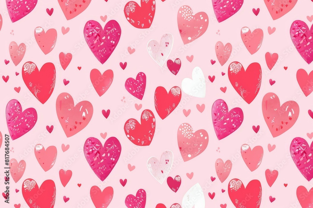 Abstract seamless geometric pattern with hearts in pink colors. Cute background - Valentines day design. Beautiful simple AI generated image in 4K, unique. Abstract seamless geometric pattern with hearts in pink colors. Cute background - Valentines day design. Beautiful simple AI generated image in 4K, unique.