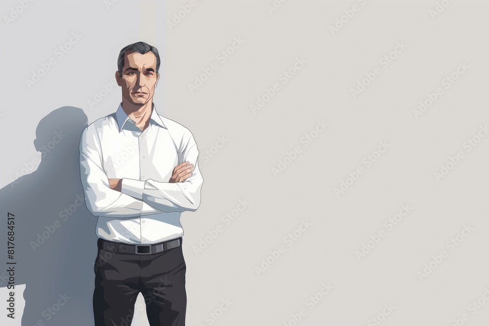 A man wearing a white shirt and black pants. Suitable for business or casual concepts A man wearing a white shirt and black pants. Suitable for business or casual concepts