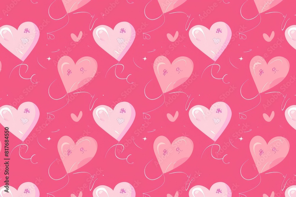 Abstract seamless geometric pattern with hearts in pink colors. Cute background - Valentines day design. Beautiful simple AI generated image in 4K, unique. Abstract seamless geometric pattern with hearts in pink colors. Cute background - Valentines day design. Beautiful simple AI generated image in 4K, unique.