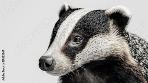 A close-up shot of a curious badger looking at the camera. Perfect for wildlife or animal-themed designs