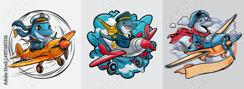Dolphin flying a plane with confidence vector, Generative AI