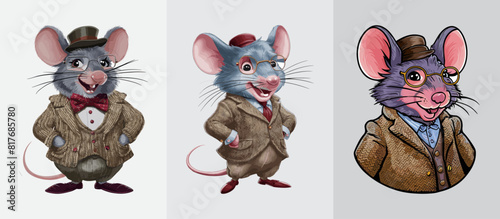 Mouse dressed like a wise teacher vector, Generative AI