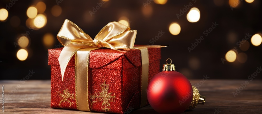 The image shows a Christmas present and decoration perfect for a festive Christmas gift. Creative banner. Copyspace image The image shows a Christmas present and decoration perfect for a festive Christmas gift. Creative banner. Copyspace image