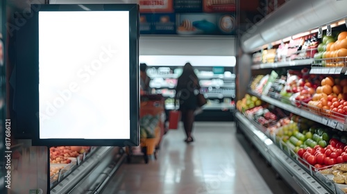 Blank advertising mockup for advertisement at the supermarket