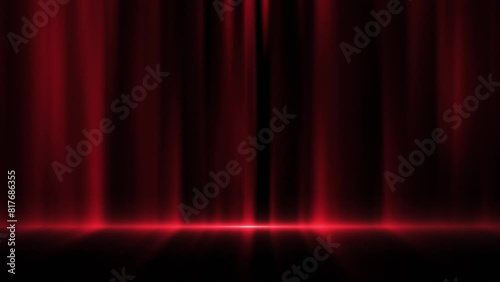 Abstract animated background, fabric curtain in the theater from vertical red fabric. Artistic color gradient strips. Seamless Loop. Screensaver 4k