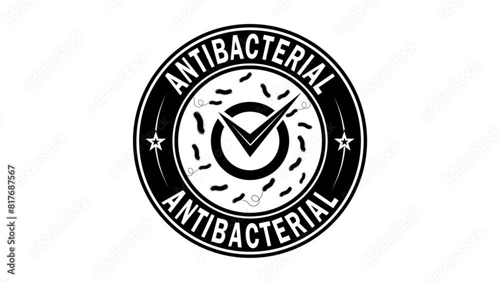 Antibacterial stamp, black isolated silhouette