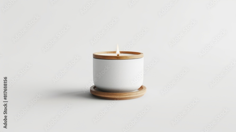White Modern Candle Mockup with Copyspace for Spa and Relaxation White Modern Candle Mockup with Copyspace for Spa and Relaxation