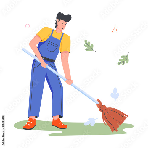 Handy Set of Garden Activities Flat Illustrations  

