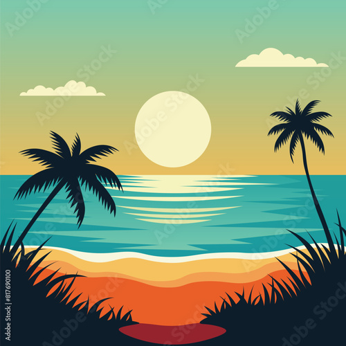 Adobe IllustrSunkissed Serenity A Summer Symphony. Vector illustration.ator Artwork