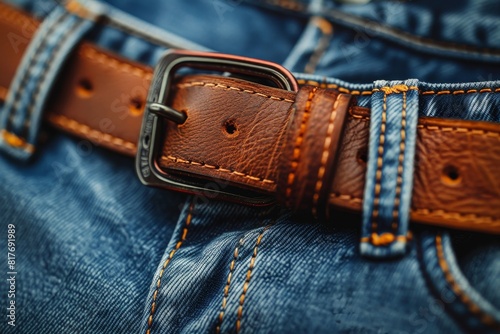 Blue jeans and leather belt