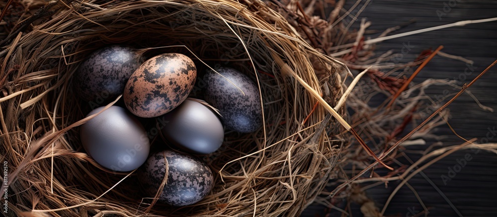 Nest with eggs copy space image Nest with eggs copy space image