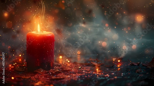 The warm glow of a red candle radiating from within, casting a soft and comforting light in its surroundings