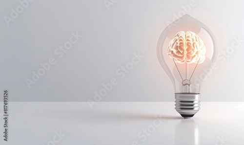 3D render Showing brain encased in light bulb photo