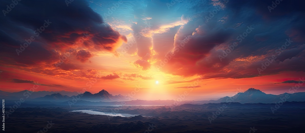 Stunning sunset sky with a captivating view. Creative banner. Copyspace image Stunning sunset sky with a captivating view. Creative banner. Copyspace image
